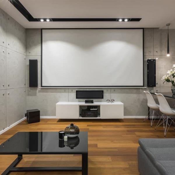 Projector Screen and Speakers